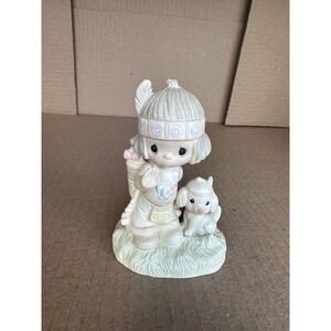 Precious Moments Porcelain Figurine E-1380/G Indian Girl In Orig Box 1980